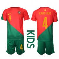 Billiga Portugal Ruben Dias #4 Barnkläder Hemma fotbollskläder till baby VM 2022 Kortärmad (+ Korta byxor)